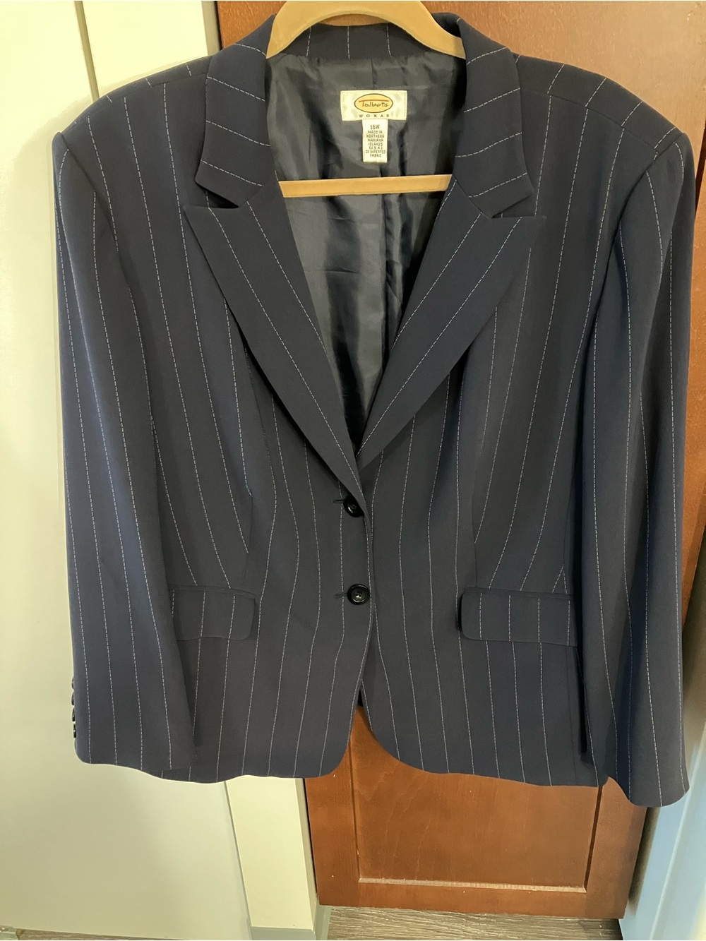 Talbots Woman Navy Pin Striped Suit